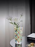 Magcolor Vase en verre coloré peint à la main - Vase de fleurs cristal 7.7 inch, Vase en verre pour les arrangements floraux, Pièces centrales, Mariages, Chauffage ménager, Maison centrale Déco
