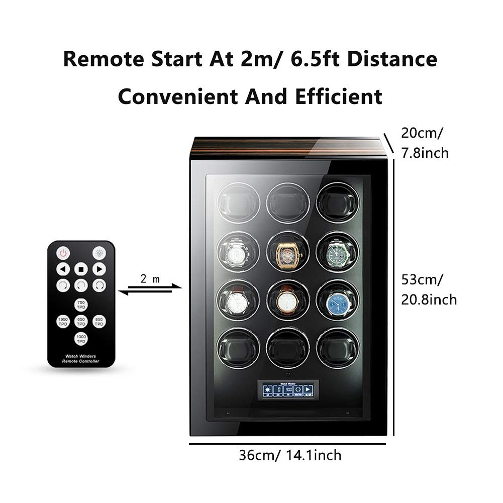 Skrzynka na zegarki Zegarki Ekran dotykowy LCD z pilotem Drewniana obudowa Wykończenie fortepianowe Cichy silnik Watch Winder