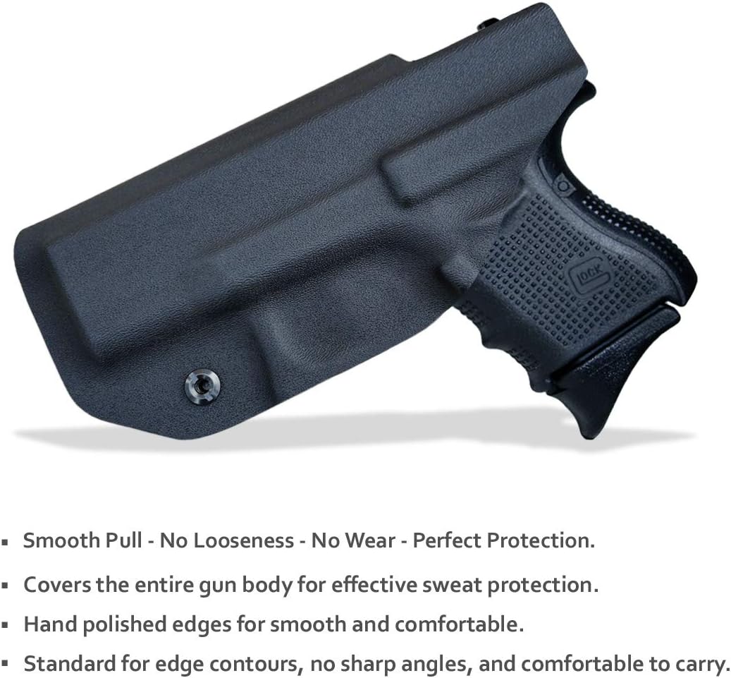 POLE.CRAFT IWB Kydex Holster Fits: Glock 26 (Gen 1-5) / Glock 27 Glock 33 (Gen 3-4) Pistol - Inside Waistband Carry - Adj. Cant Retention - Cover Mag-Button - No Wear - No Jitter