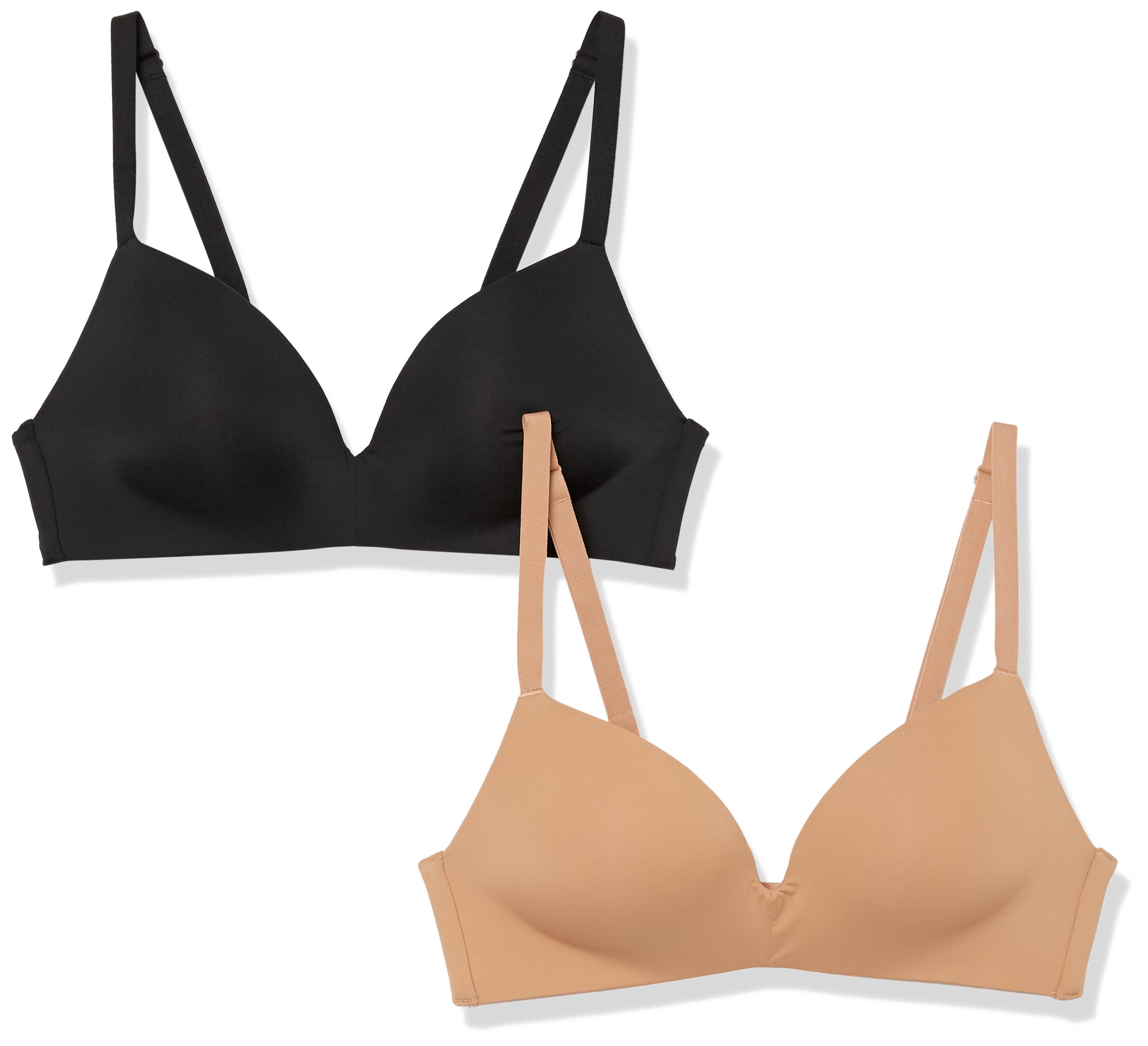 Amazon Essentials Reggiseno Leggermente Foderato Senza Ferretto Donna, Pacco da 2