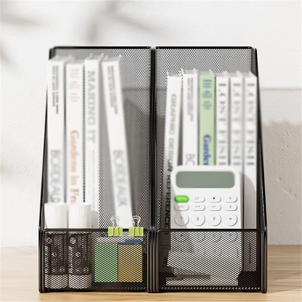 フォルダーオーガナイザー 家庭用オフィス用品に最適な金属製ブラック書類保管用ファイルホルダー(黒)