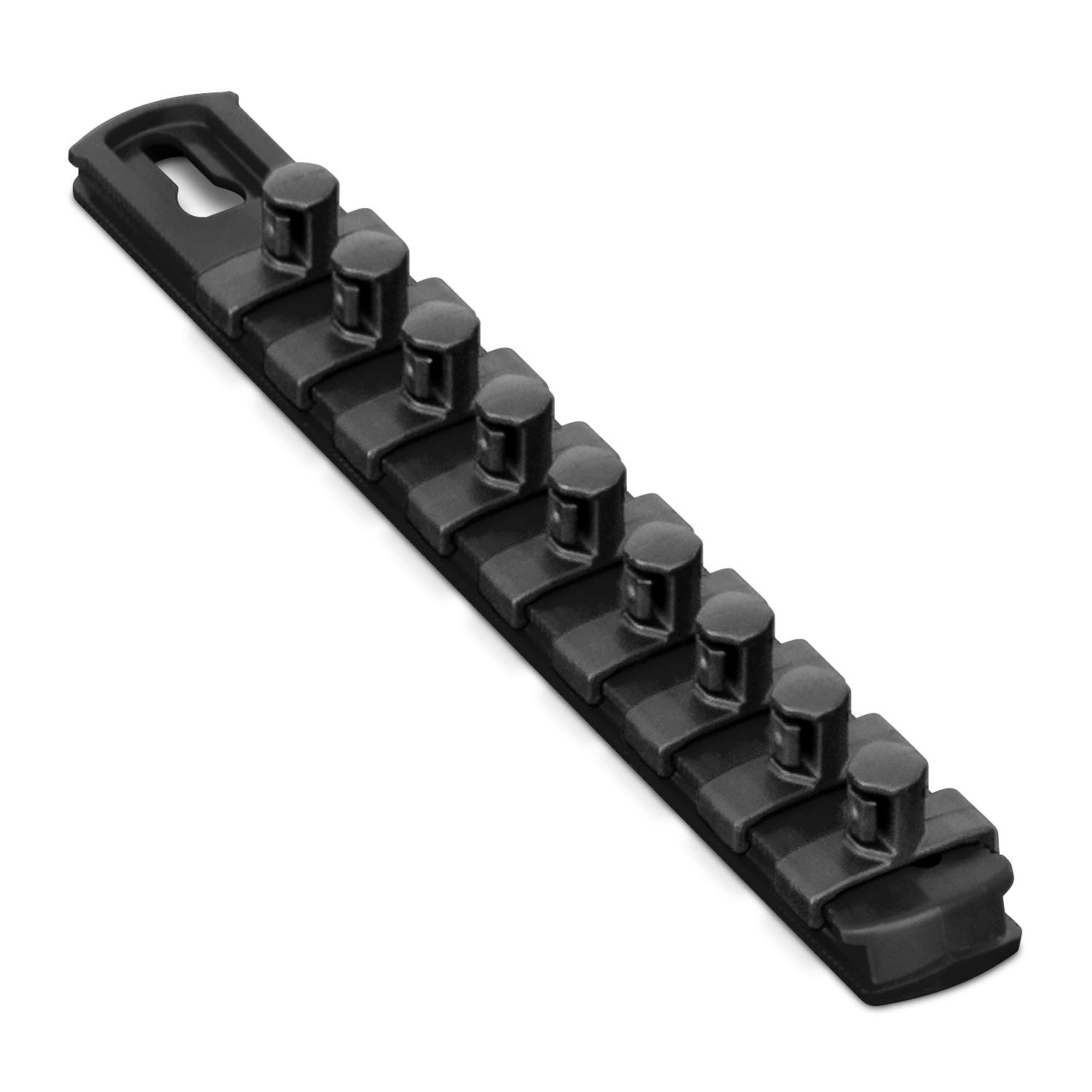 Ernst Manufacturing 8-Inch Socket Organizer with 9 3/8-Inch Twist Lock Clips, Black