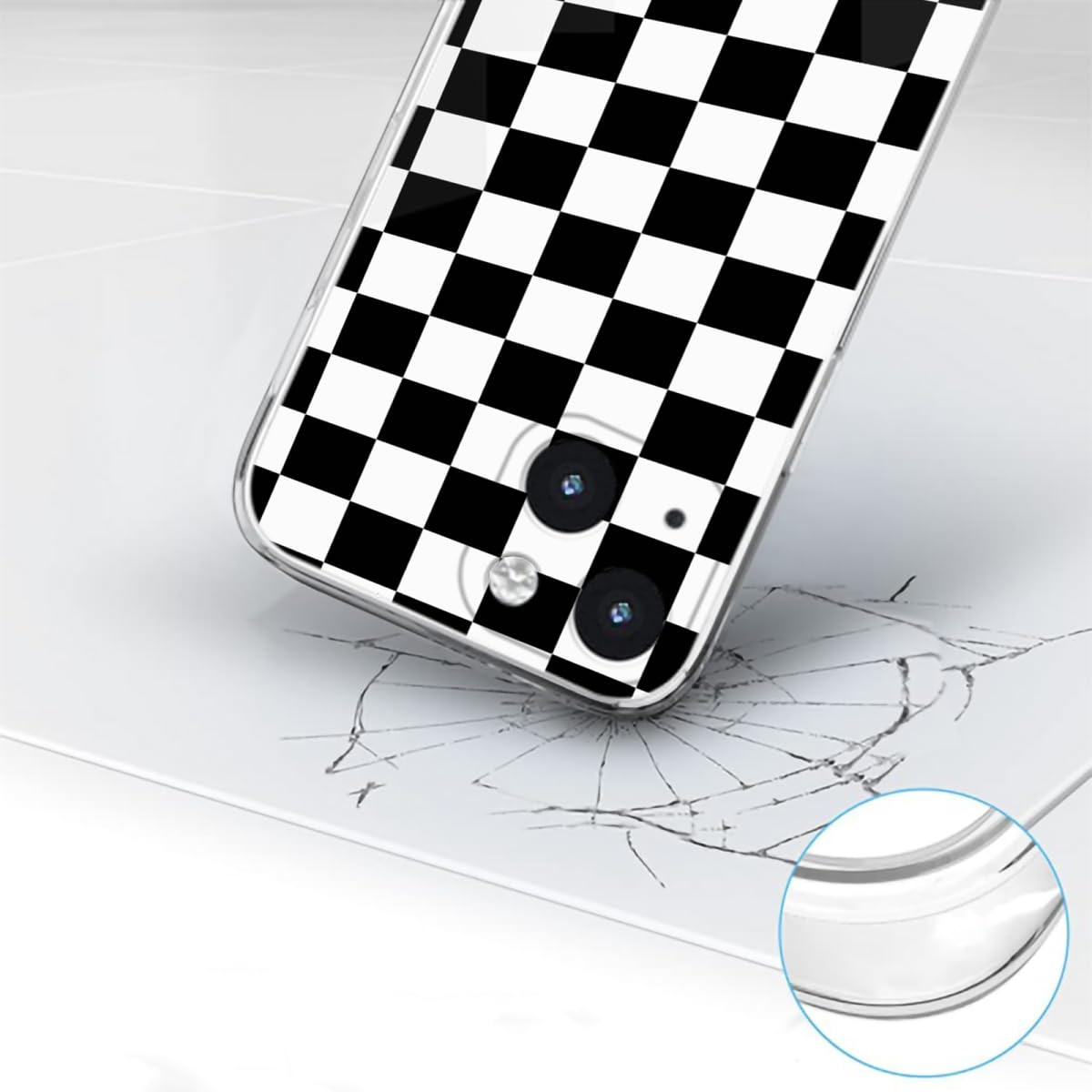 IPhone SE/7/8 Hülle Transparent Mit Karomuster – Stoßfest, TPU, Kratzgeschützt
