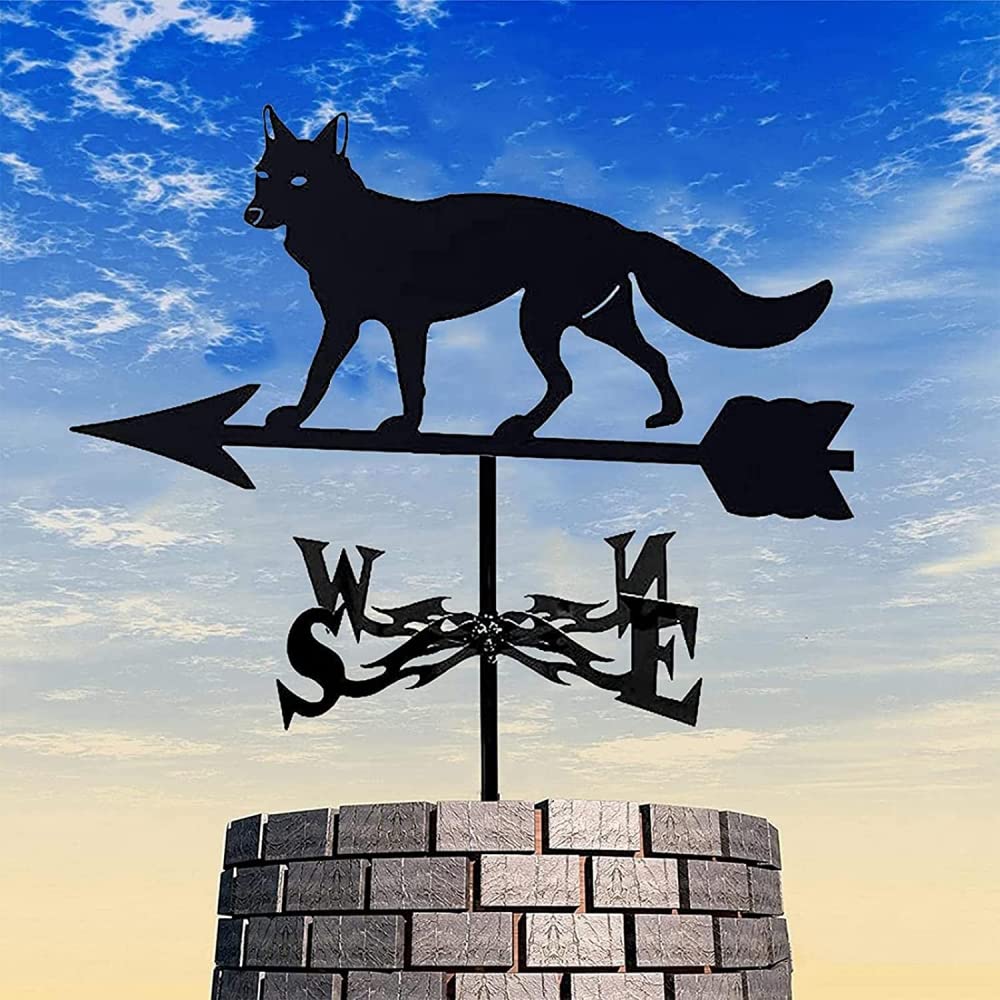 Tiere Outdoor Metallfahne Edelstahl Windfahne Fuchs Windspiel Windfahne Richtung Windgeschwindigkeit Richtungsanzeige für Gartendekorationen