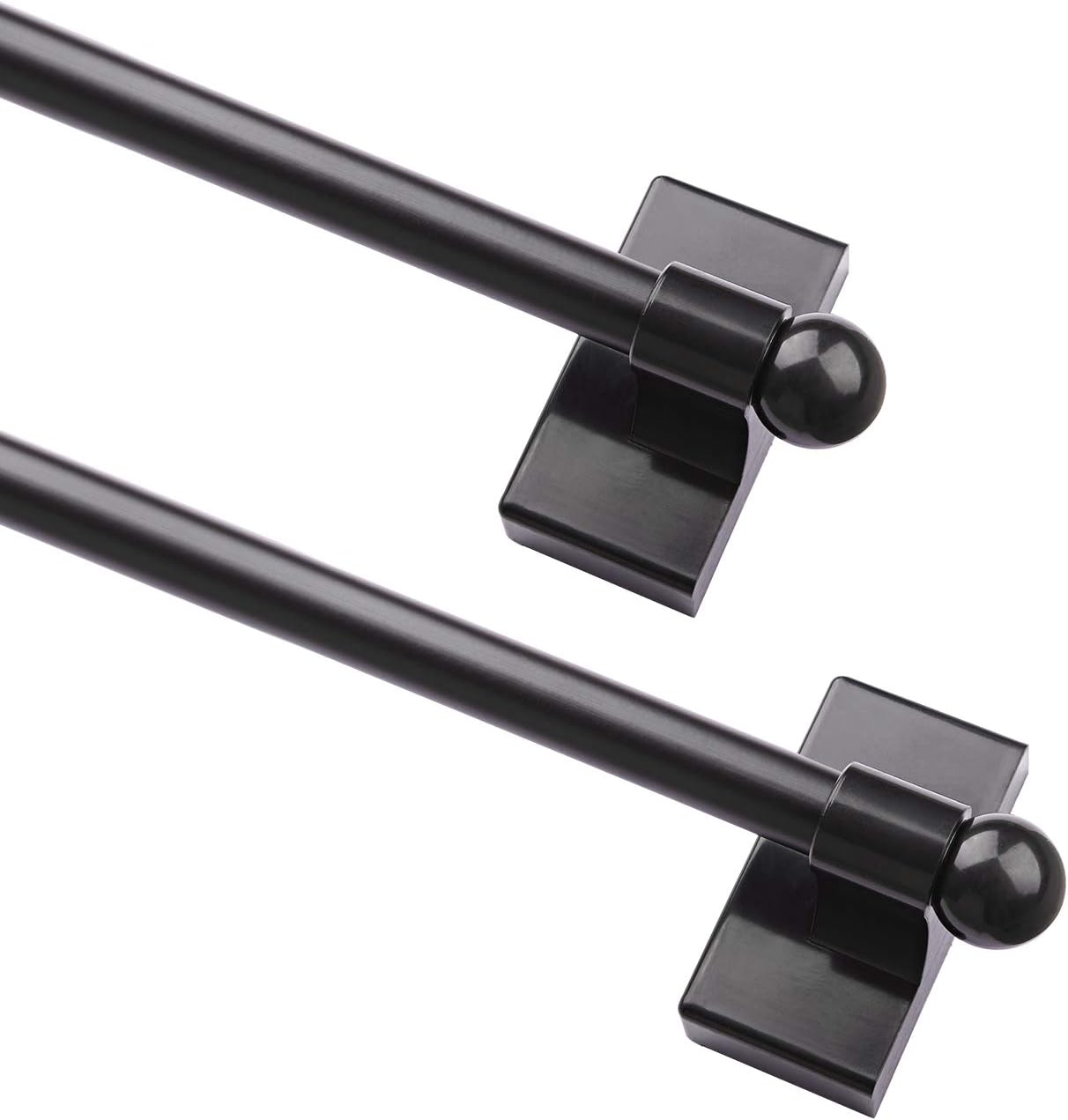 Multi-Use Adjustable Magnetic Curtain Rods for Doors, Windows, Tool Boxes,16-28 Inch,Easy Installation，2-Pack，Black
