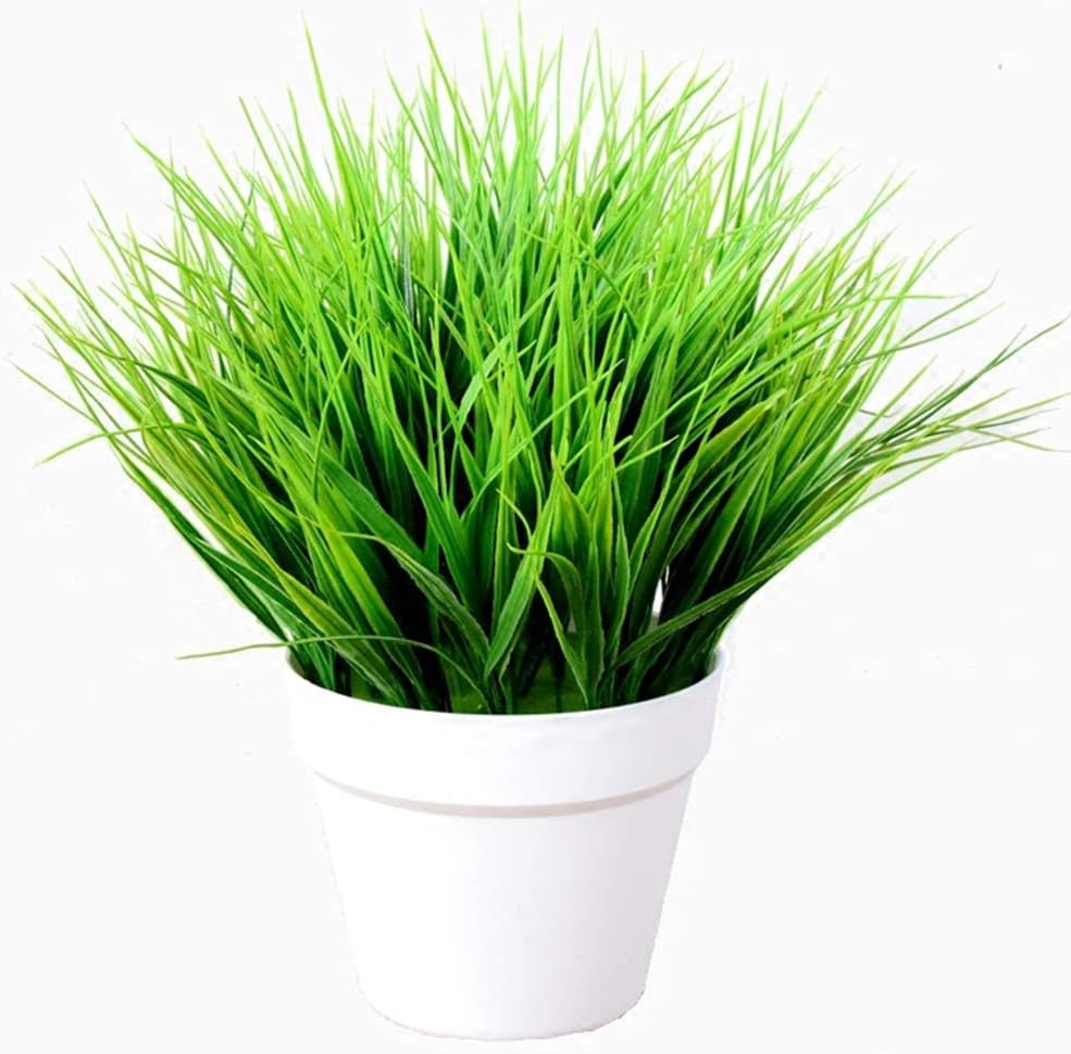 12pcs Artificial Plants, Plastic Wheat Grass Greenery Shrubs UV Resistant Outdoor Faux Plants for Farmhouse Home Garden Wedding Indoor Outside Decor (Grasses)
