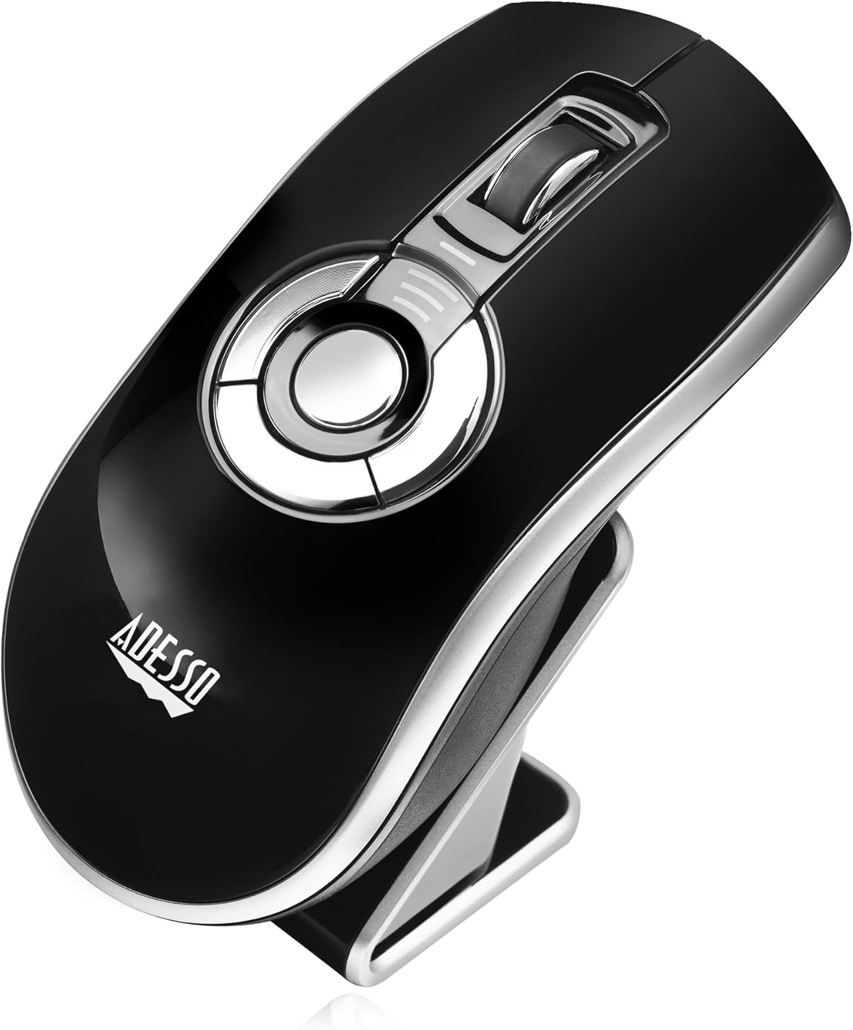 Adesso iMouse P20 Wireless Presenter Mouse placed on its charging cradle.