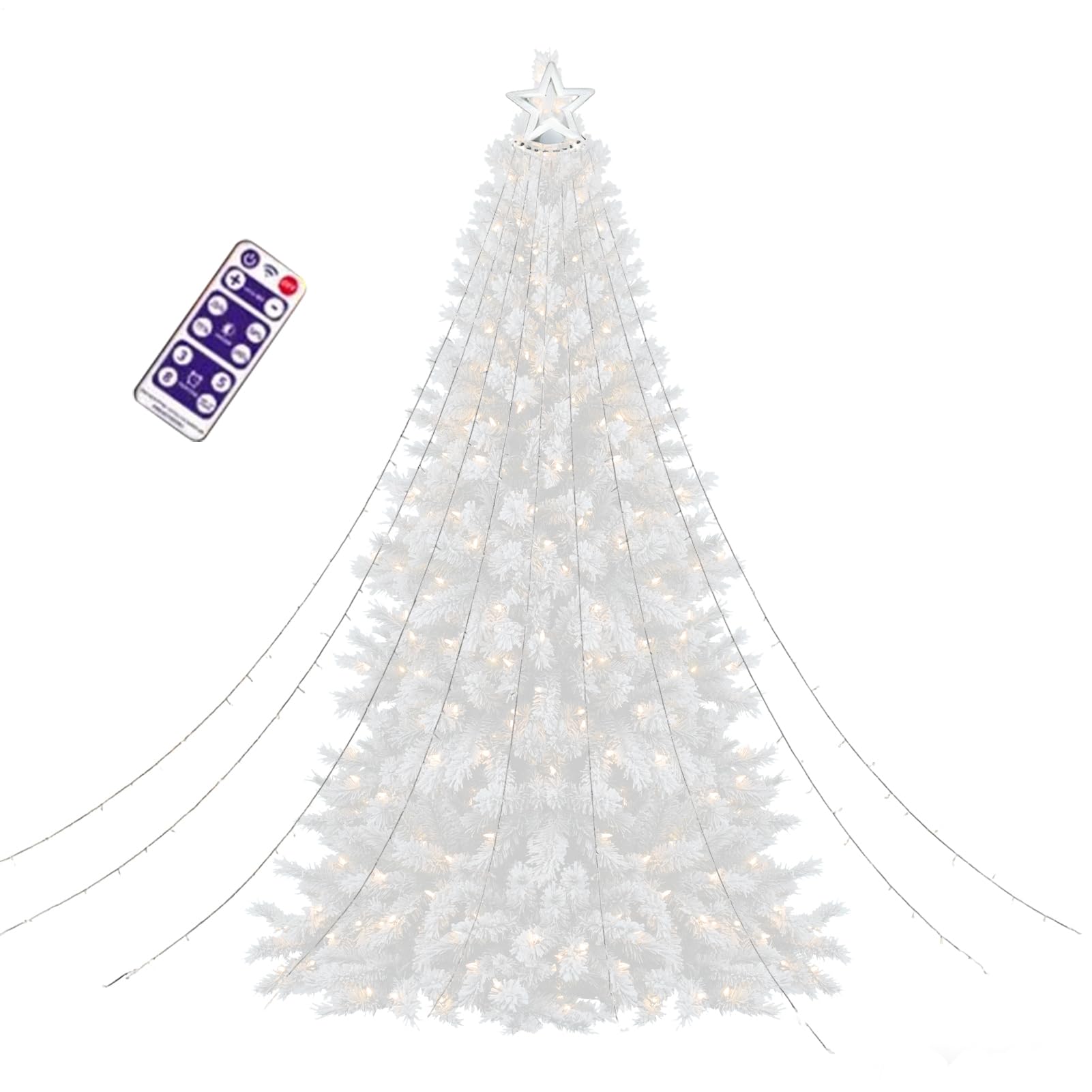 Genérico Luces Solares De Navidad Iluminación Ambiental Estrella Multimodo | Decoración de Exterior con Energía Solar para Jardín Césped Senda Patio Porche Árbol Boda