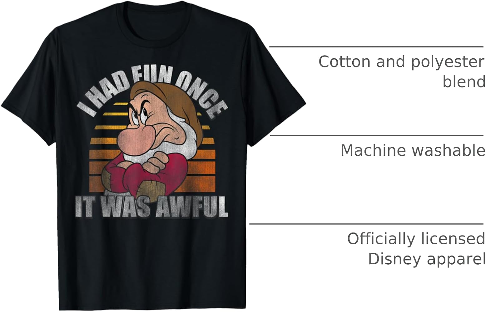 Mens Disney Distressed “Grumpy” Long Sleeve T-Shirt Dark  Disney Disney Store Grumpy Snow White Graphic Long Sleeve Burnt Orange T-Shirt M Mens Shirt Color Orange 90s Theme main image 2