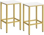 MAHANCRIS Bar Stools, Set of 2 Bar Chairs, 65 cm Tall Counter Bar Stools, Kitchen Breakfast Bar Stools, Rectangular Industrial Bar Chairs, for Dining Room, Bar, Black BAHB0101