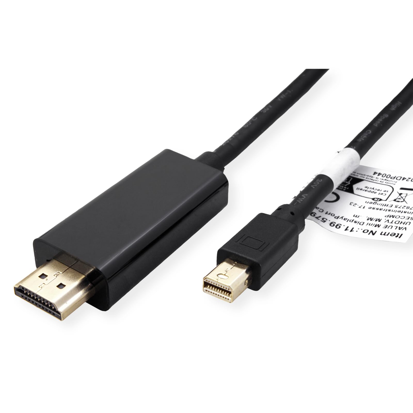 Value Câble Mini DisplayPort avec connecteur HDMI M/M | Transmission sur écran de la vidéo et de l'audio | manteau PVC noir | 2m