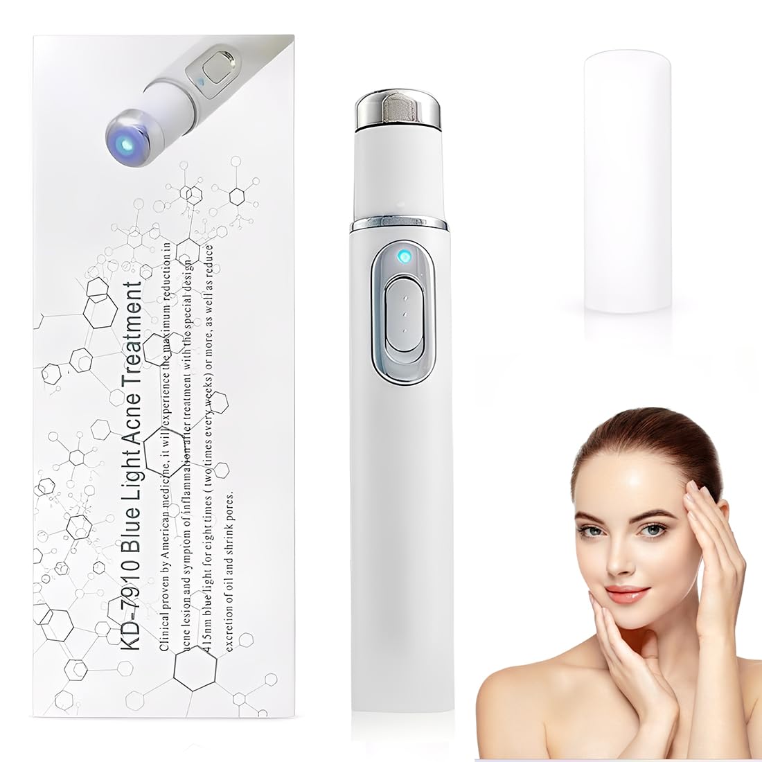 1 Pezzo Penna per Acne a luce Blu, Penna Talpa a Punto laser e Verruche, Per Eliminare l'acne, Per Viso e Corpo