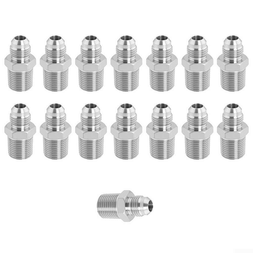 Paquete de 15 adaptadores de manguera hidráulica de acero inoxidable 316L de 3/8 pulgadas NPT macho a JIC 37 grados de ajuste recto para sistemas de alimentación de líquidos de alta presión