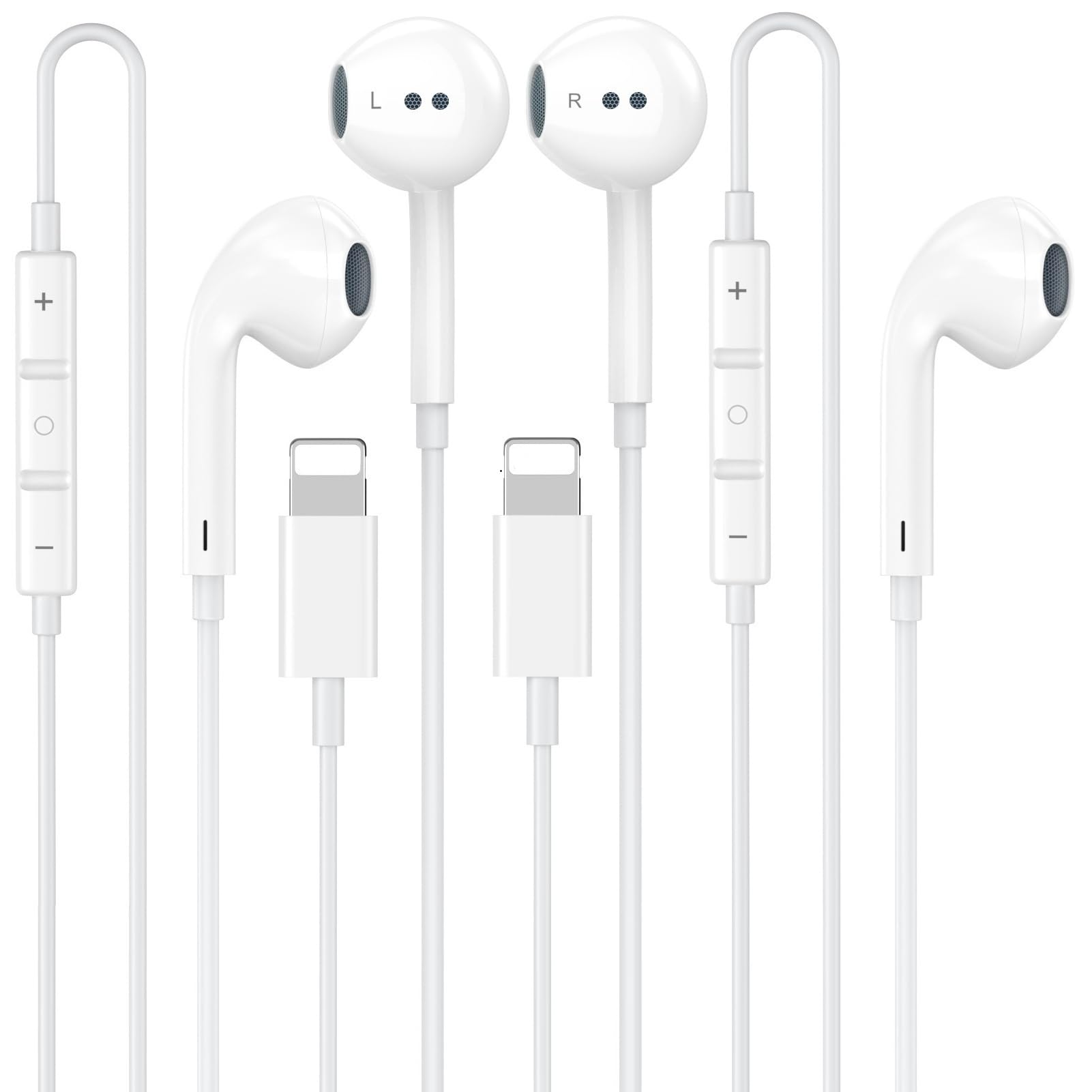 2 Pack [Apple MFi Certified] Wired Headphones for iPhone 14 13 12 Pro Max | Wired iPhone Earphones Built-in Mic & Volume Control Nosie Reduction Headsets,Lightning Ear Buds for iPhone 14 13 12 11 XS XR