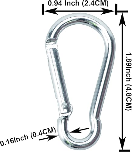 Miniatura 2 de 80 mosquetones pequeños caribeaner a granel de 1.89 pulgadas con resorte a presión, clip para llavero de aluminio, lote D, mosquetones para