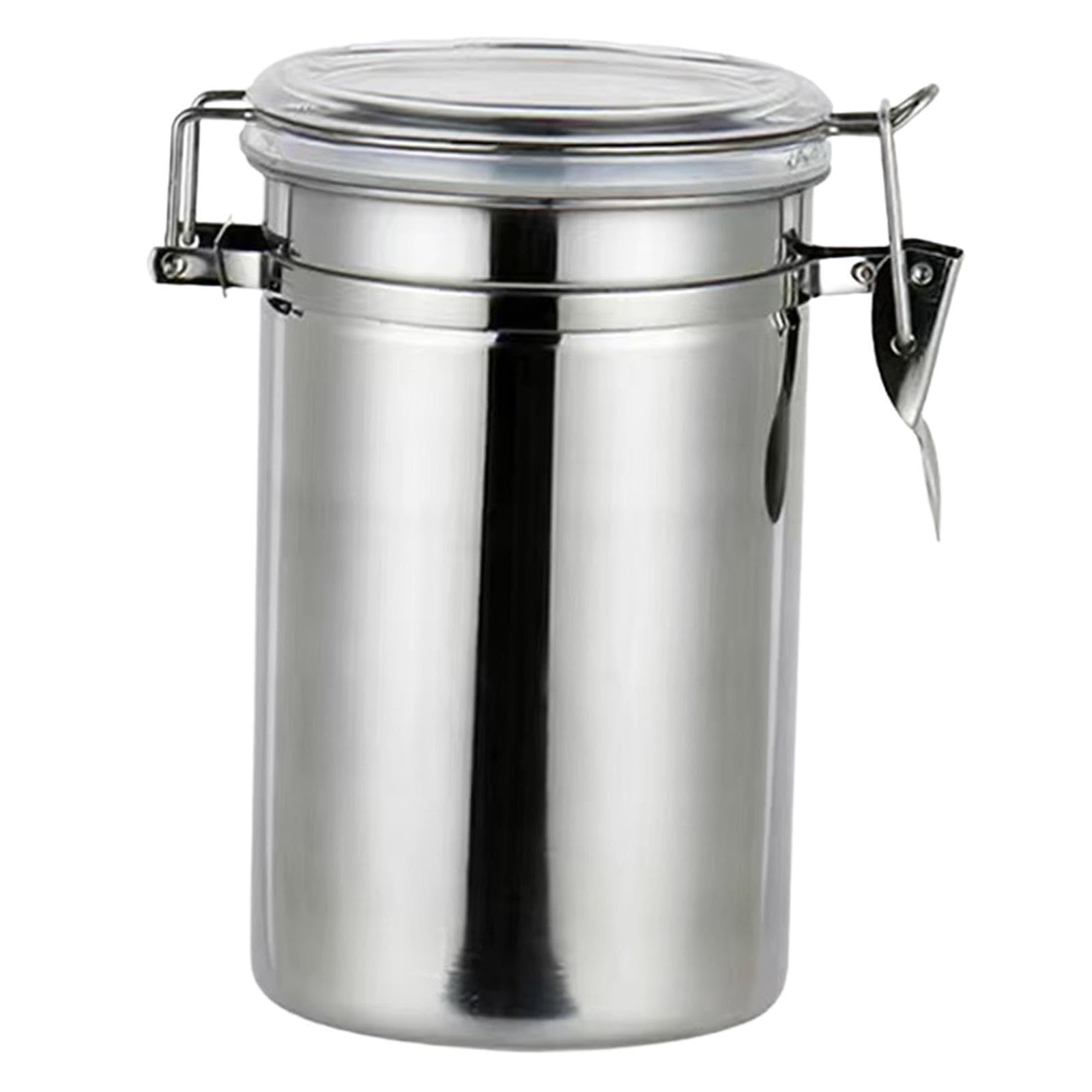 TWISAXC Coffee Bean Container Sugar Canisters Airtight Stainless Steel Prevents Spoilage For Various Kitchen Needs Airtight Stainless Steel Canister Kitchen, Silver, 1100ml