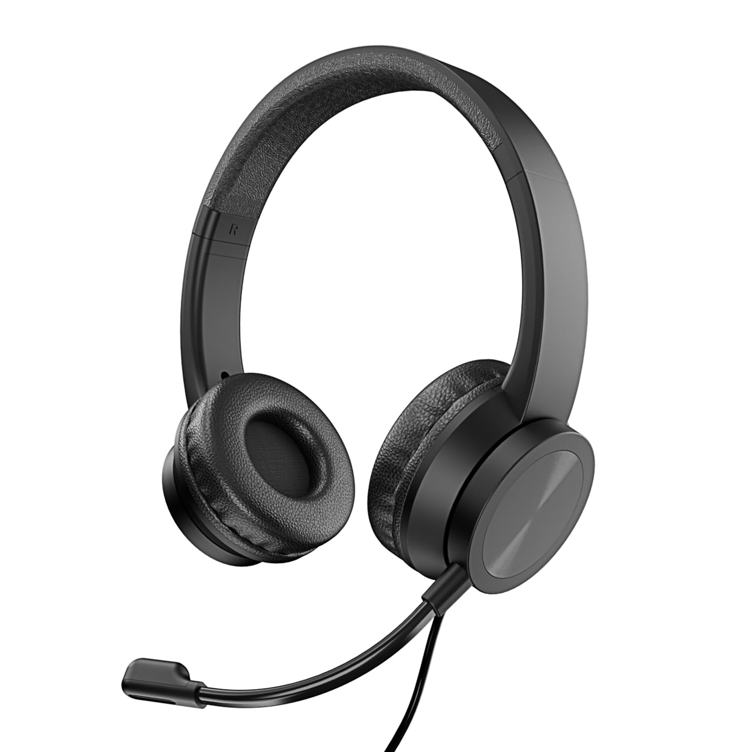 VulTech HS-03 Cuffie On-Ear USB Nero con Microfono con archetto regolabile con controller volume e muto, per PC, ufficio, Computer, Portatile, Laptop, Macbook, Teams, Meet, Zoom - Headset