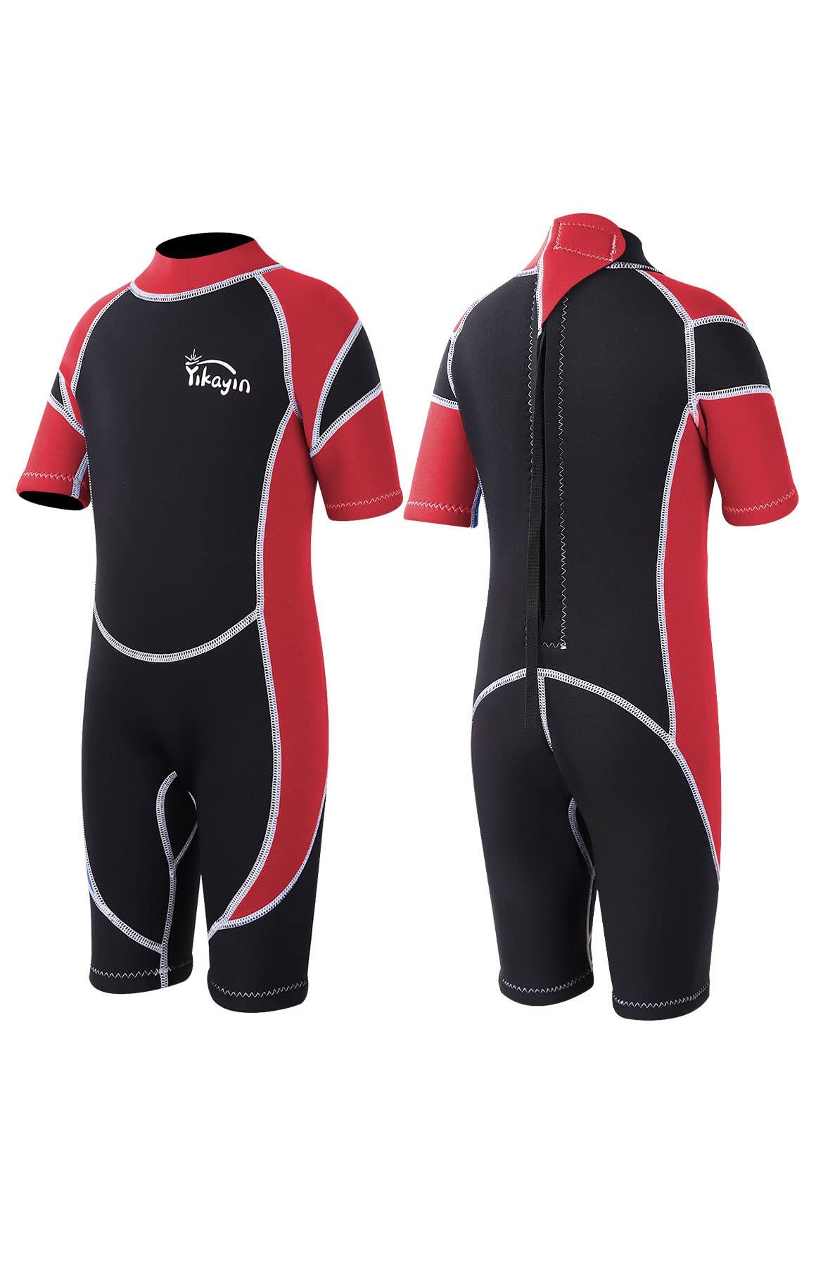 Yikayin Neoprenanzug Kinder Kurz, 2.5mm Neopren Shorty für Jungen Mädchen, Thermo UV Schwimmanzug Rückenreißverschluss zum Schwimmkurs, Tauchen, Surfen, Schnorcheln