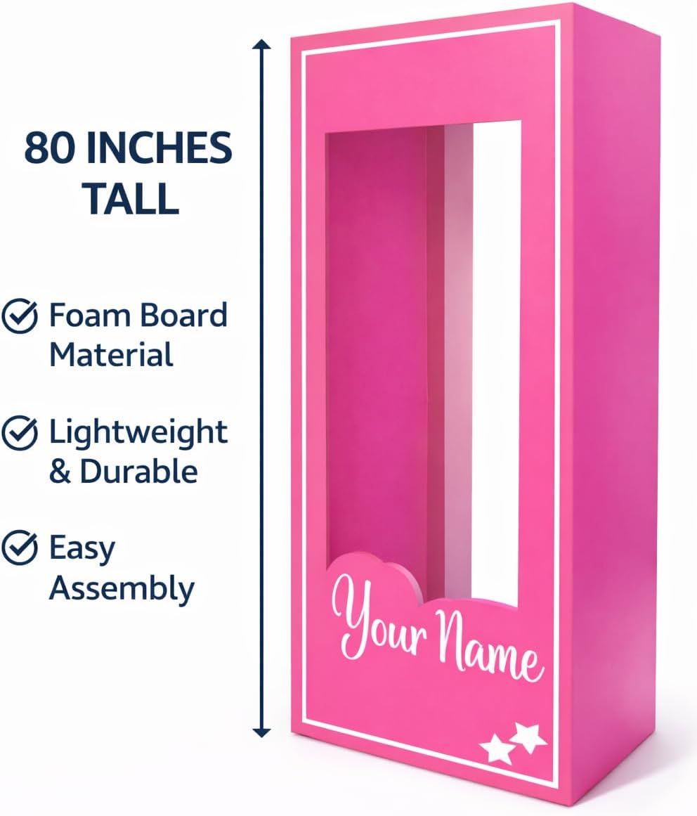 Life Size 3ft, 4ft, 5ft, 6ft and 6.6ft Tall Stand-in Cardboard Doll Photo Booth for Doll Princess Party Decorations Girls Birthday Party Decor Photoshoot, Life Size (6.6ft Tall (80 inches))