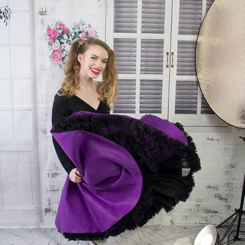 Malco Modes Knee Length Jennifer Rockabilly Petticoat for 1940s Skirt | Large Black Crinolin Slip for 1950s Costume - Thumbnail 2
