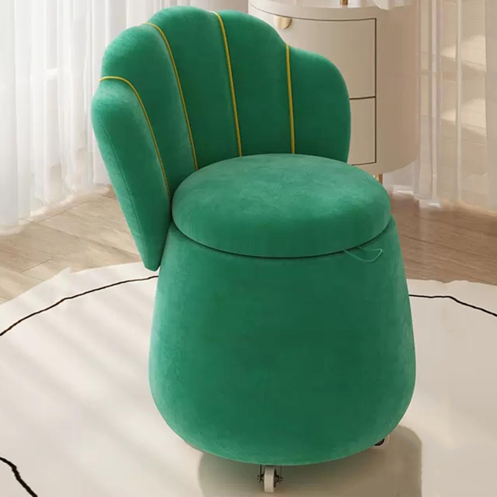 Storage Vanity Stool, With Back Support And Velvet Upholstery - Modern Makeup Chair For Women - Multifunctional Soft Vanity Stool