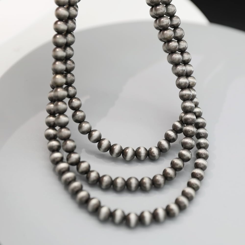 【送料無料・Vintage】NAVAJO PEARL NECKLACE Native American Sterling Silver Navajo Pearls Mixed Beads 21