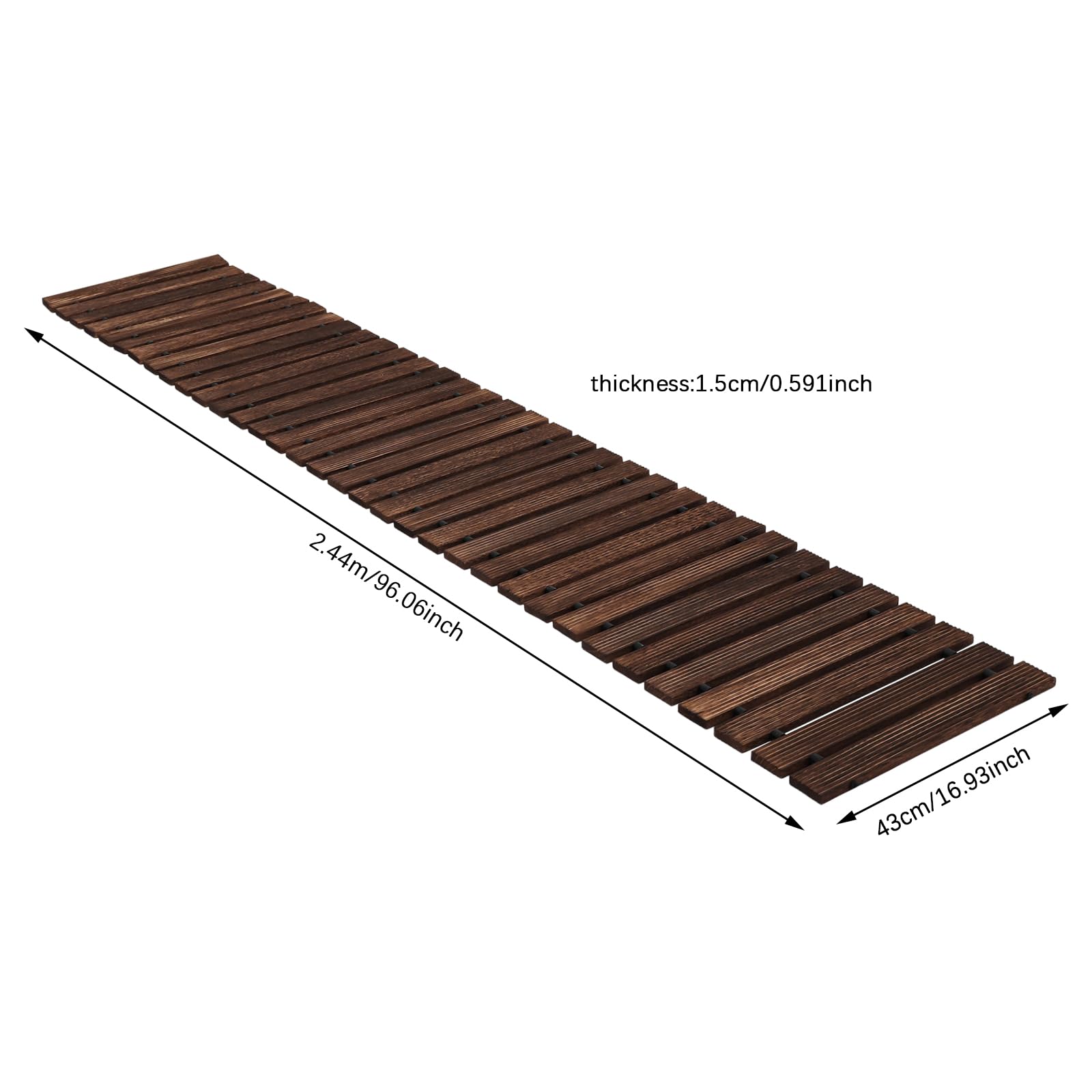 Percorso da giardino in legno arrotolabile, sentiero in legno con superficie antiscivolo e legatura con corda in silicone, passo in legno per giardino, terrazzo, spiaggia, cortile e decorazione per