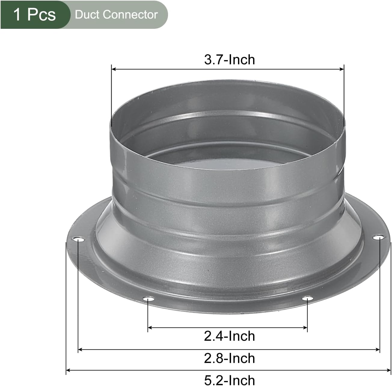 YOKIVE Duct Connector Flange, Galvanized Iron Straight Pipe Flange Anti-Corrosion Connect Round Air Duct, Great for Ventilation System (Grey, 4-Inch)