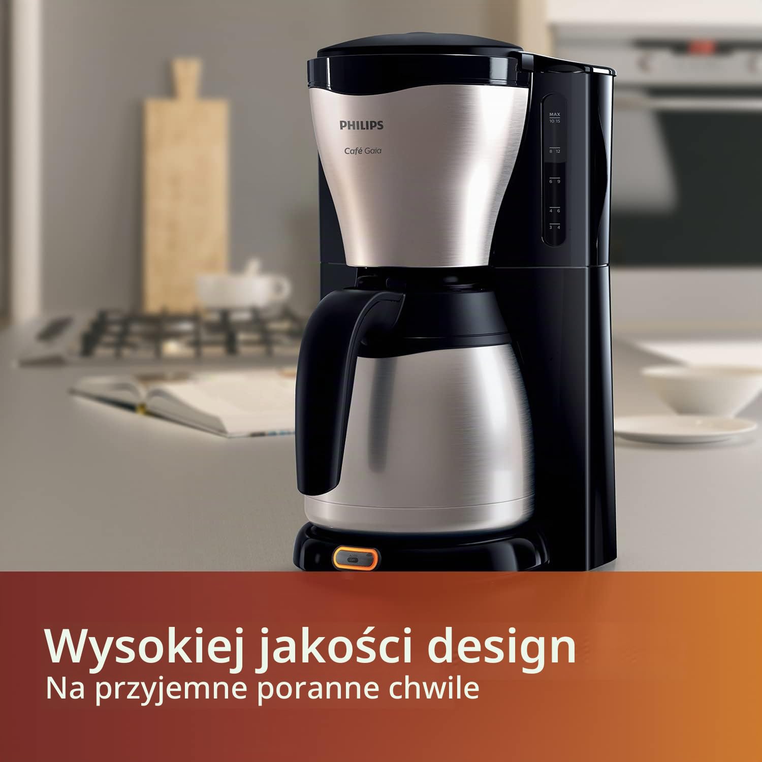 Philips Café Gaia Ekspres przelewowy do kawy,1,2 l, Satynowy Beżowy (HD7546/20) & Philips AquaClean Antywapienny filtr wody, do Ekspresów do kawy, 2 sztuki (CA6903/22)