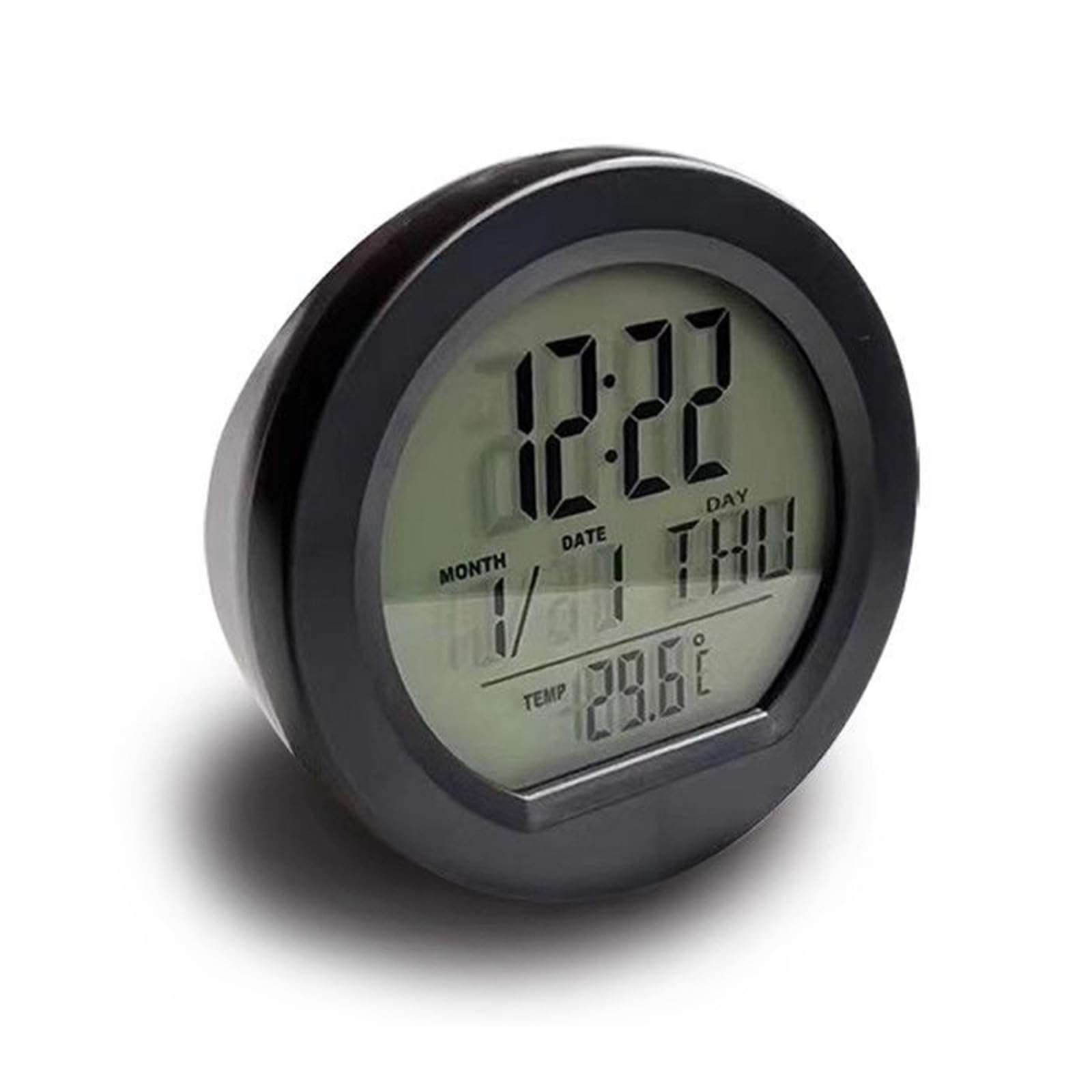 Hkfgdjdl Digital Clock,Car Digital Clock Automotive Dashboard Mount Clock Solar Power Date Week Clock with Temperature Display