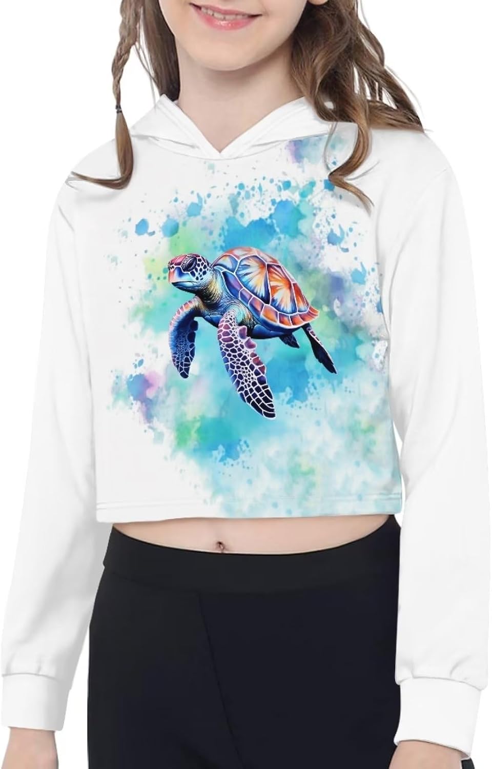 DISNIMO Girls Crop Top Hoodies Size 5-14 Kids Youth Long Sleeve Hoodie Hooded Sweatshirt Pullover