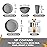 Teivio 32-Piece with Flatware Kitchen Plastic Wheat Straw Dinnerware Sets, Service for 8, Dinner Plates, Dessert Plate, Cereal Bowls, Cups, Unbreakable Plastic Outdoor Camping Dishes, Grey