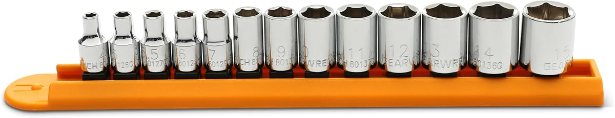 LLAVE DE ENGRANAJES 13 Pz. Juego de dados de 6 puntos con accionamiento de 1/4", estándar, métrico - 80302D