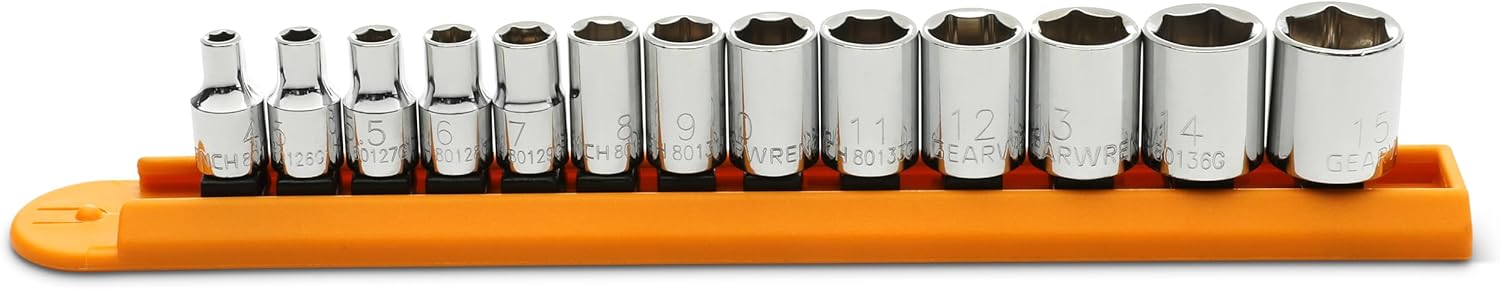 GEARWRENCH 13 Pc. 1/4" Drive 6 Pt. Socket Set, Standard, Metric - 80302D