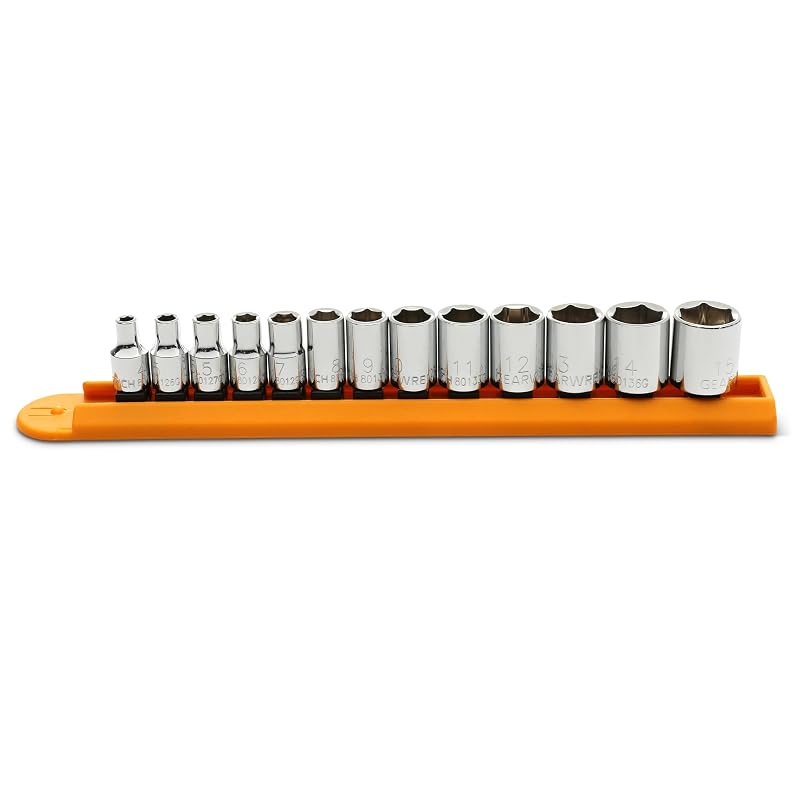 GearWrench Jogo de Soquetes Métricos de 6 Pontos com Encaixe de 6,35 mm (1/4 pol.), Aço-Liga, 13 Peças – 80302D