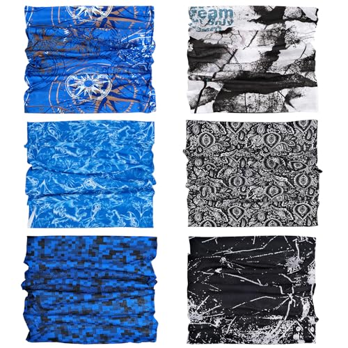 Multifunktionale Schlauchschal für Herren, 6 Stück, Halswärmer, Radsport für Herren, Halstuch, Bandana, elastischer Schlauch, magische Kopfbedeckung für Radfahren,...