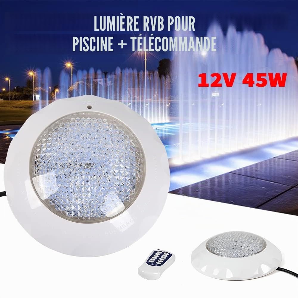 Éclairage LED 45 W AC12 V RVB Pour Piscine - Projecteur Sous-marin Encastrable - Lampe Décorative Avec Télécommande Pour Spa, Aquarium