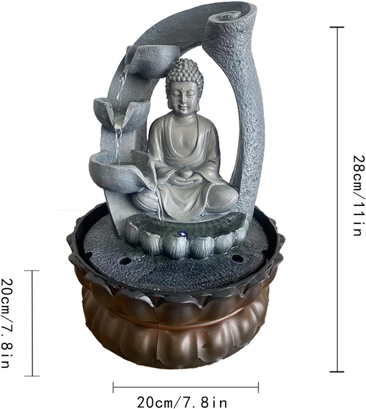 Tabletop Fountains Buddha Desktop Fountain Indoor Fountain Unique Resin Fountain Decoration for Home Office Decoration Sculpture Gift Indoor Tabletop Water Fountain(B)