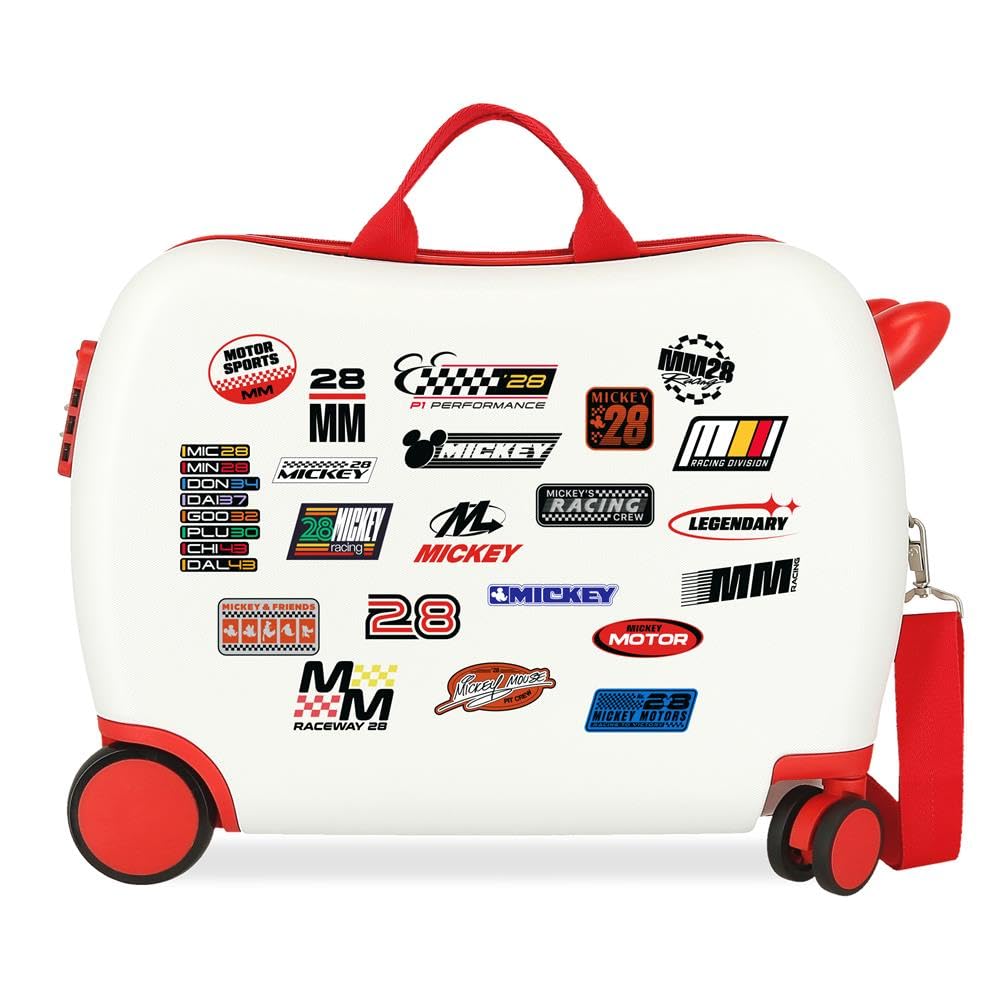 Joumma Disney Mickey Racing Walizka dziecięca biała 50 x 38 x 20 cm sztywne tworzywo ABS boczne zapięcie szyfrowe 34 l 2,1 kg 2 podwójne koła bagaż podręczny