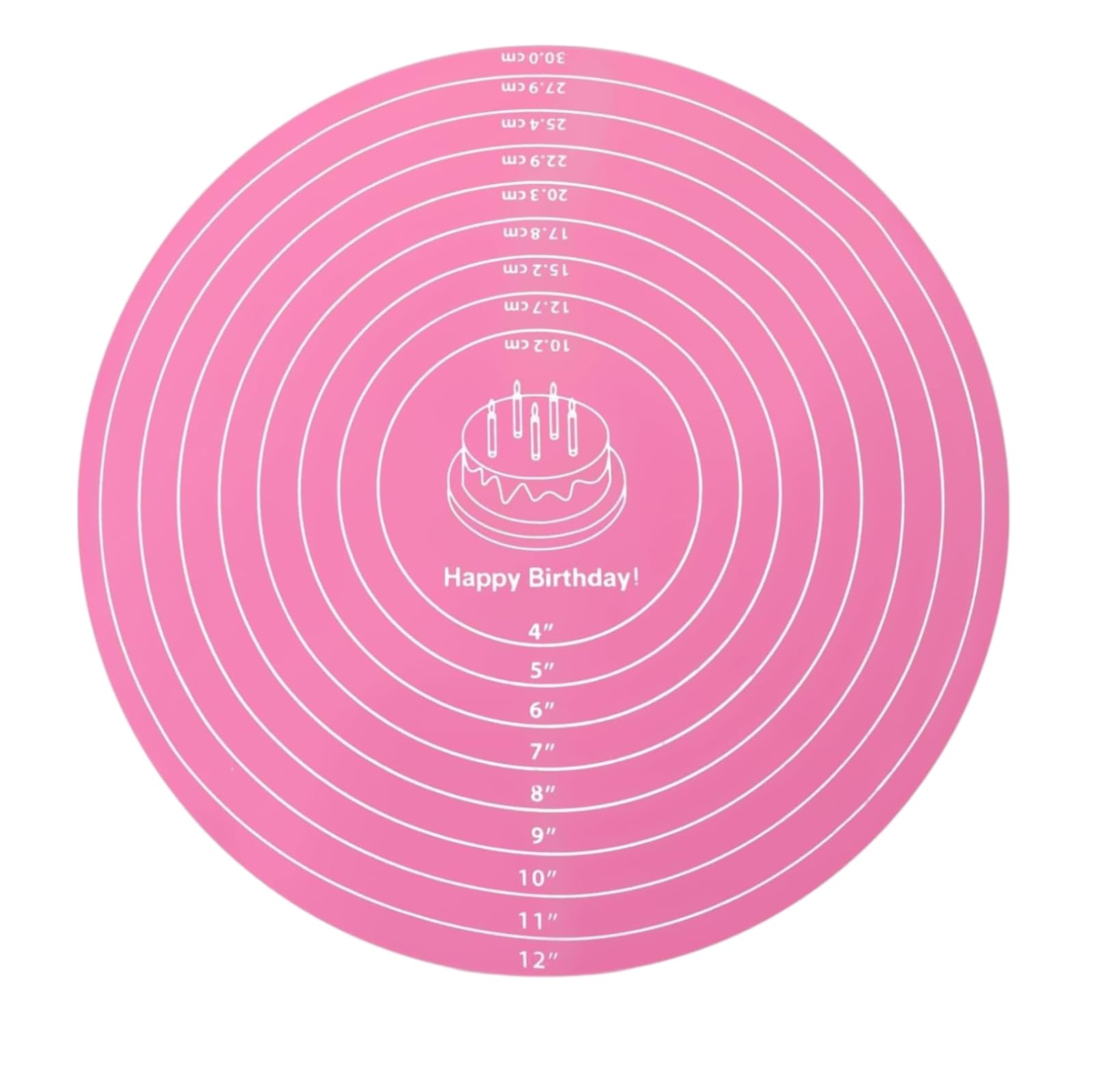 Silicone Baking Mat Cake Mat Silicone Cake Mat Baking Mat with Measurements for CakeTurntable Stand Non-Stick Heat Resistant Pastry Baking Sheet （Pink）