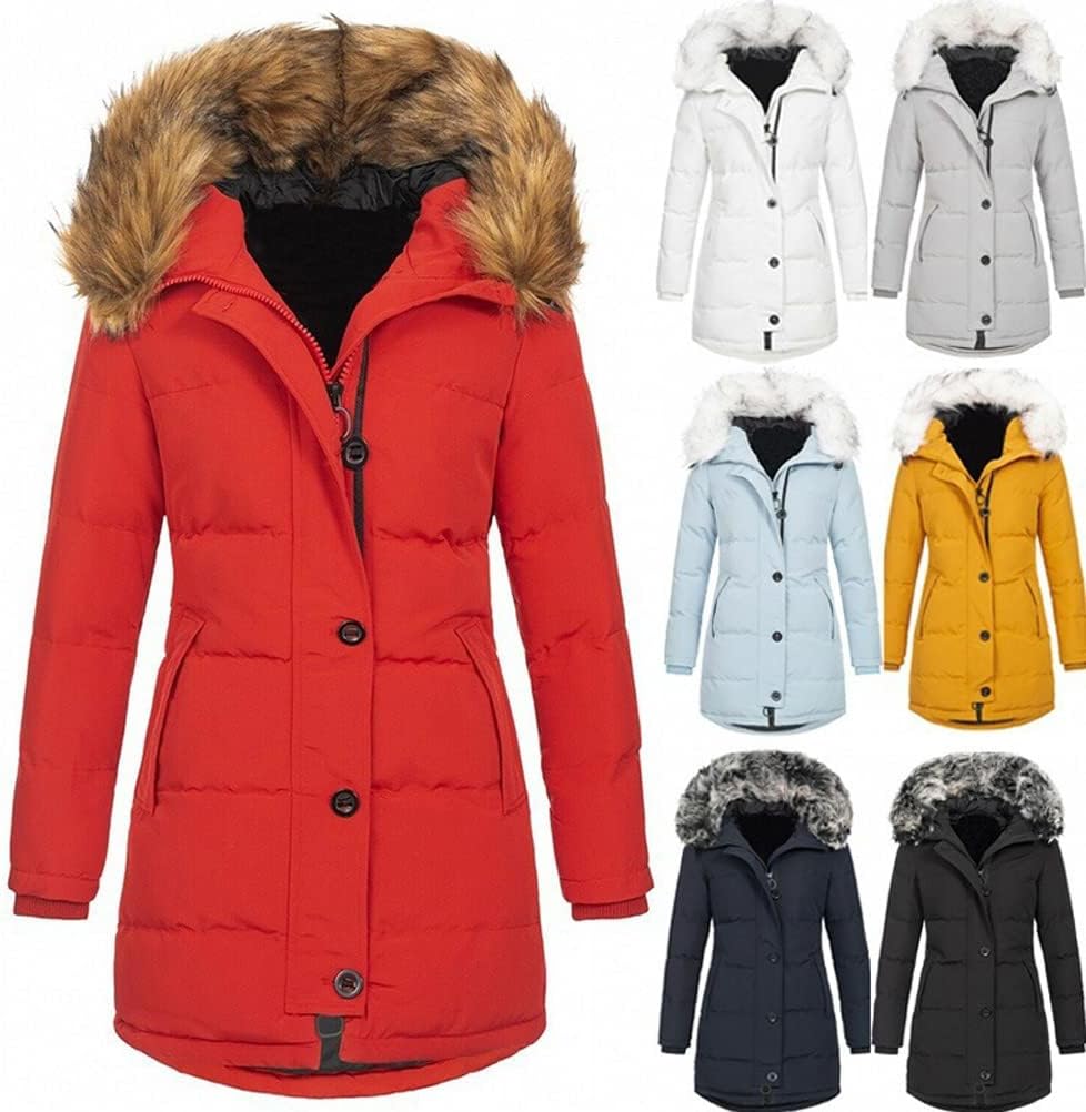 Manteau Femme Chaud Épais à Capuche - Noir - XL - Bouton Corne