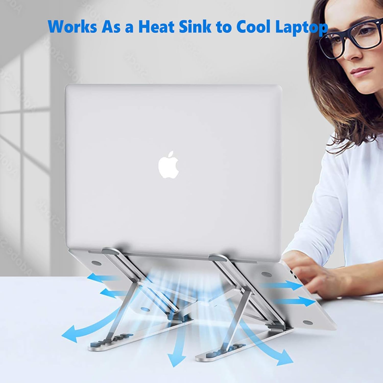 URBAN KINGS Height Adjustable Laptop Stand for Desk, Portable Laptop Holder, Foldable Notebook Stand 28 61Mk7+CdGjL. SL1500