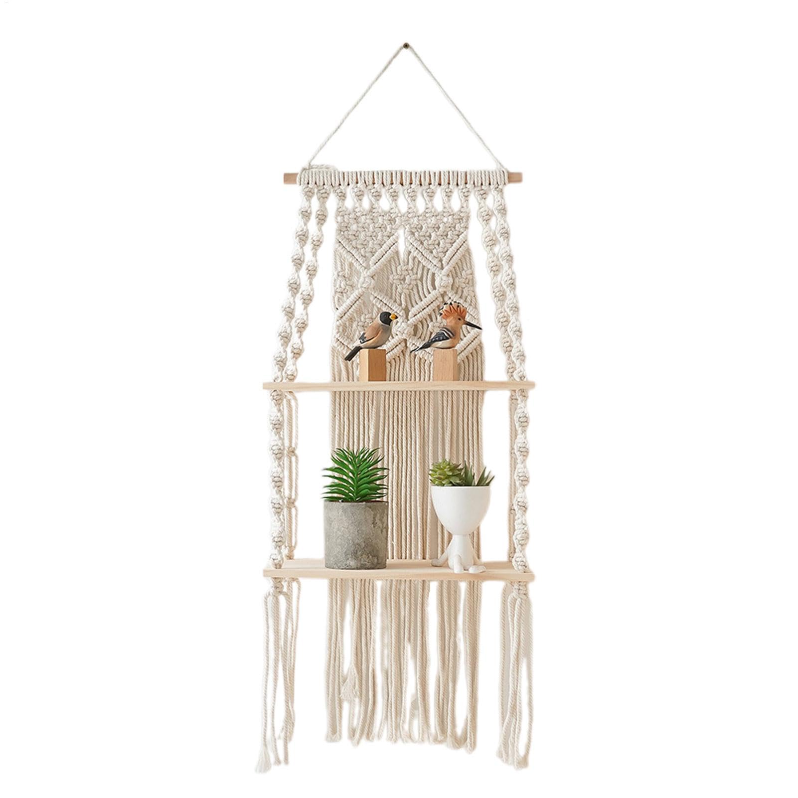 Décoration murale bohème pour salon et chambre : étagère en bois