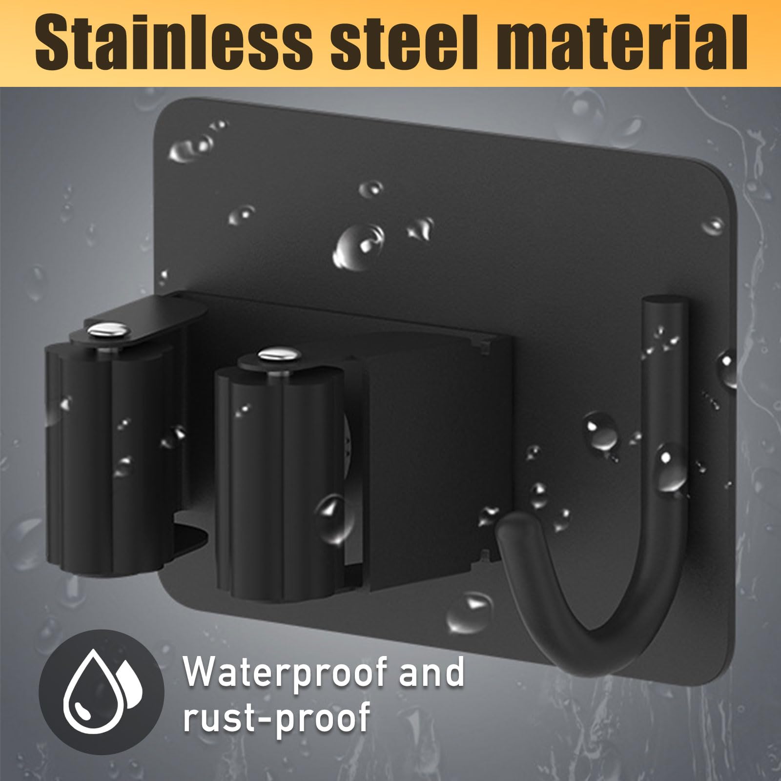 Besenhalterung Wand Selbstklebend - Robuster Metall Besenhalter mit 5 Haken, Aufbewahrungssystem für Kehrzeug/Besen/Mop (Max 13kg, CE) (2)