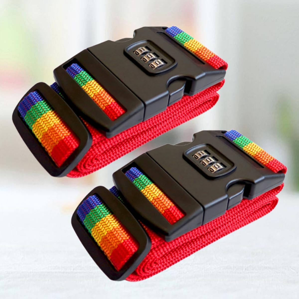 Beavorty Heavy Duty Lock Luggage Strap 2pcs with 3-Digit Combination Buckle, Plastic and Pp Webbing Travel Suitcase Bundling Strap for Secure Packing and Outdoor Travel