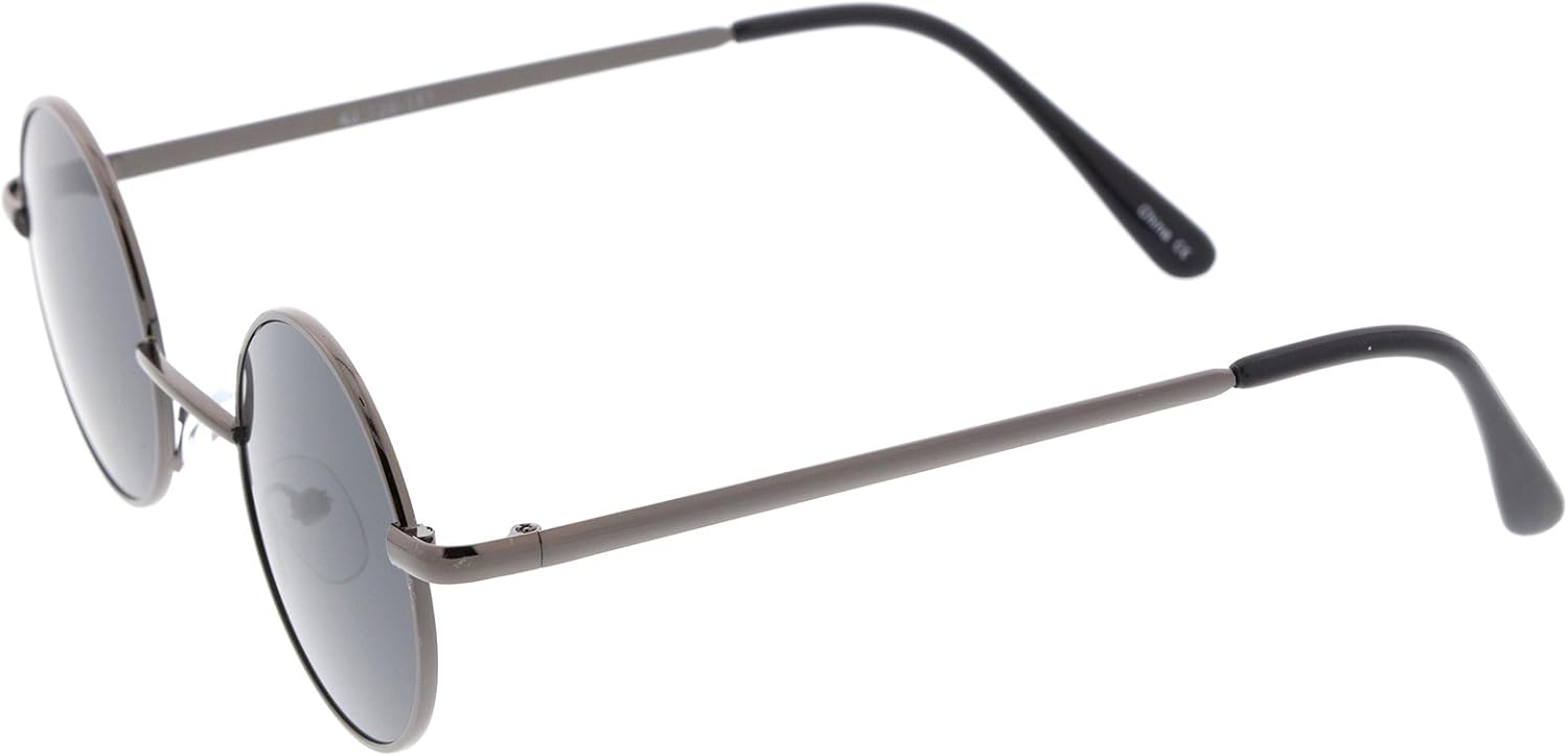 zeroUV - Retro Round Sunglasses for Men Women with Color Mirrored Lens Glasses 1409 T03 | Gunmetal / Smoke 41 Millimeters image 4 of 6 B01M0MPLPO