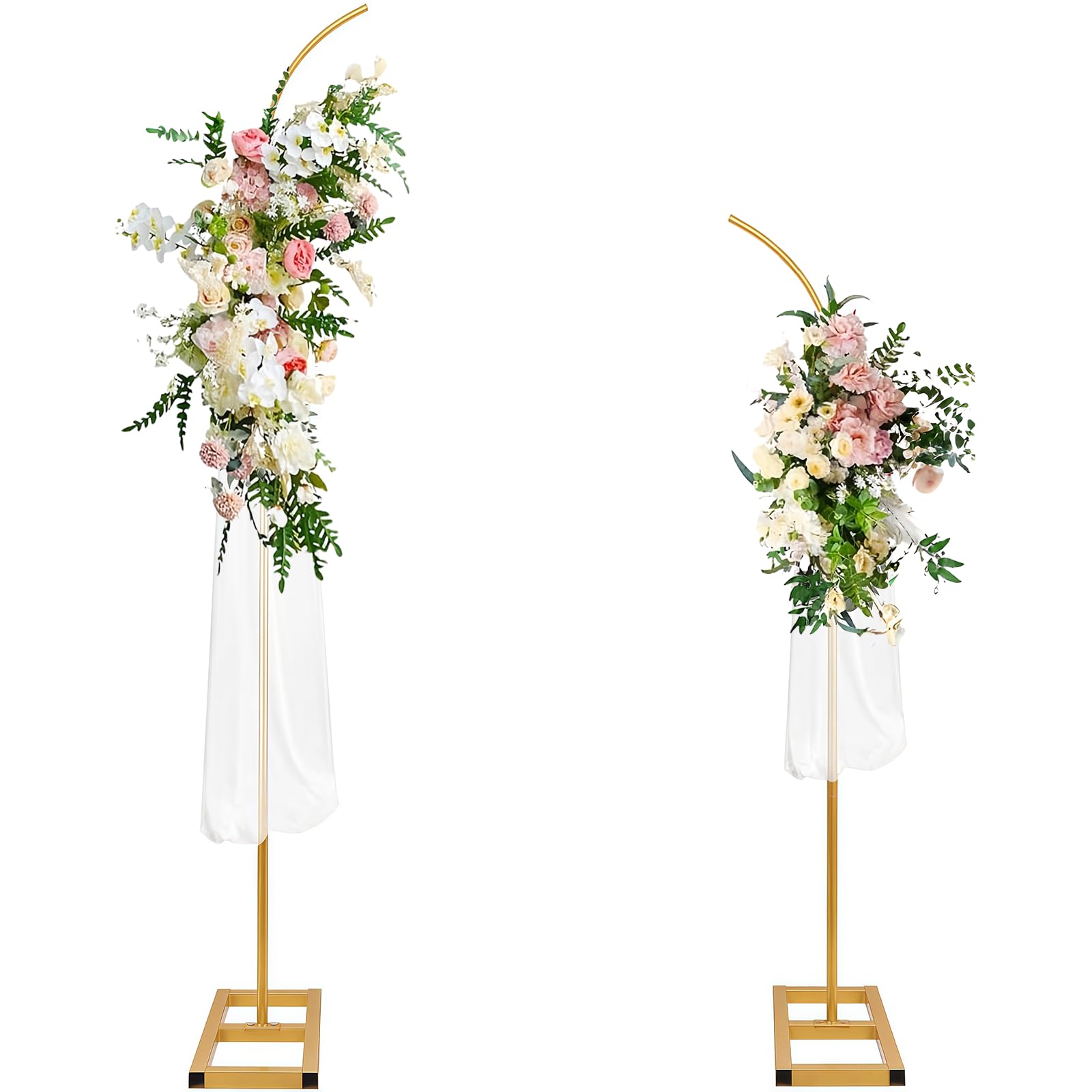 Photo 1 of Bazen Balloon Arch Kit, Balloon Arch Stand Set of 2 with Metal Square Base Balloon Arch Frame Floral Half Arch Balloon Garland Stand for Ceremony Wedding Bridal Baby Shower Birthday Anniversary