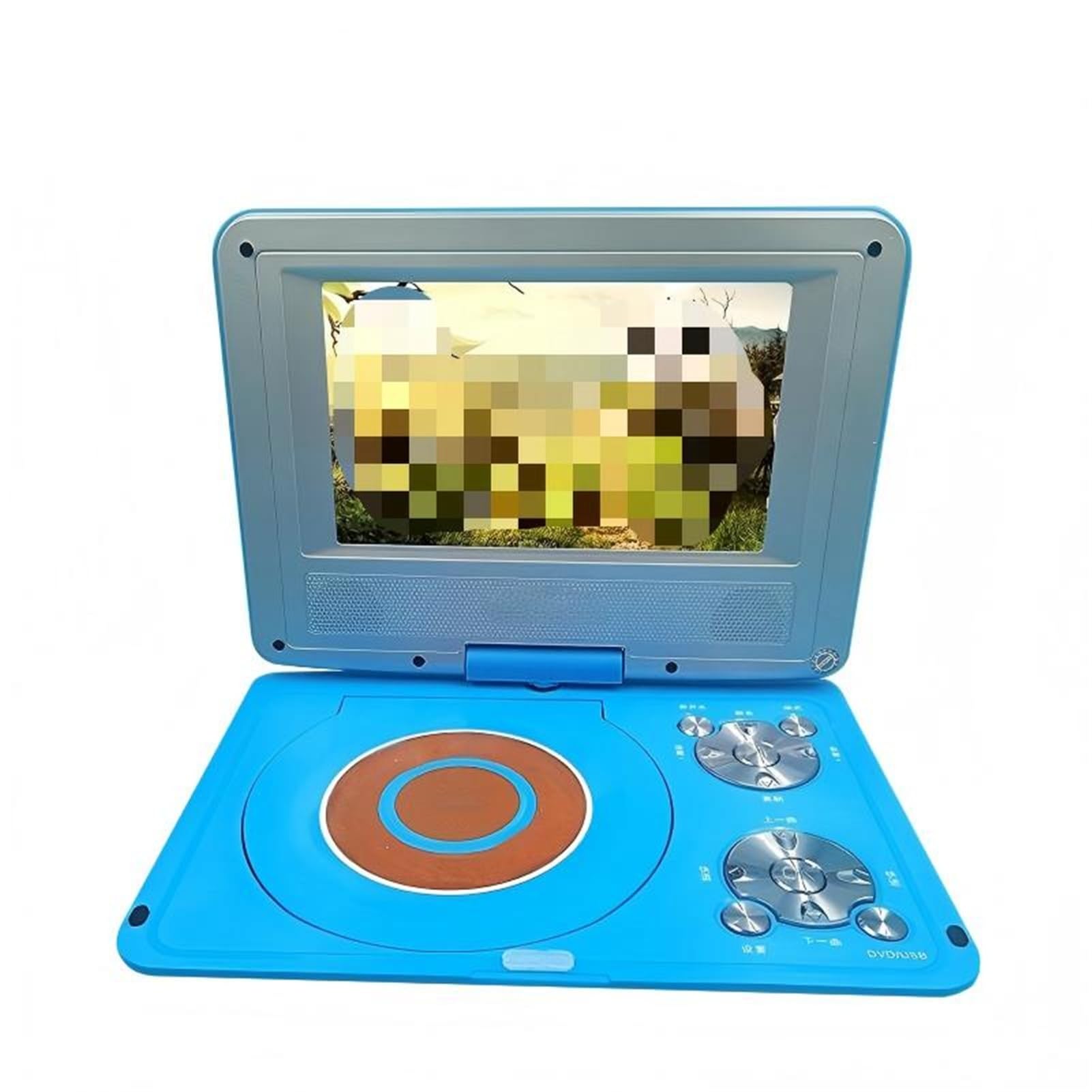 Reproductor de DVD portátil 9" Pantalla giratoria 7" y reproductor móvil con altavoces duales Batería de larga duración(Blue)