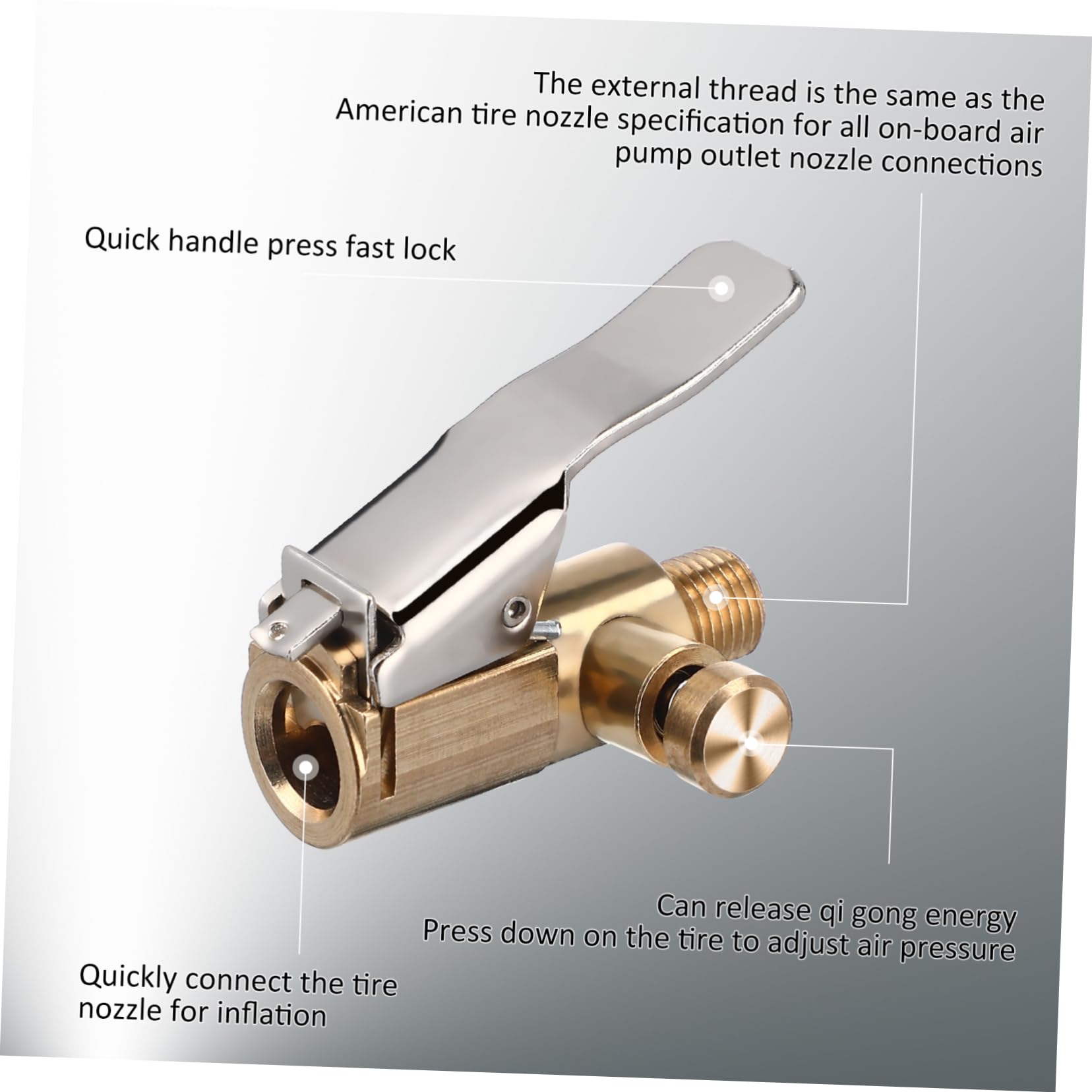DECHOUS 2pcs Lock Inflate Locking Air Chuck for Tire Air Pump Copper Construction Secure Seal Quick Tires