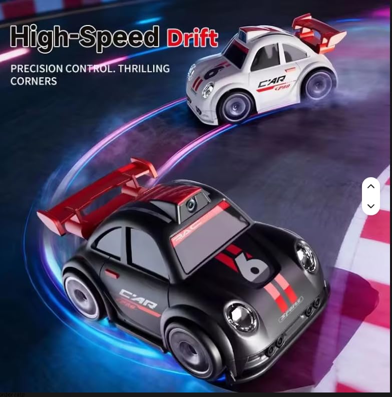 Image of Rc Camera car with Follow Mode car and Remote chargebel 2.4GHz FPV Remote Control Car with Camera for Kids, 2.4 inch Screen Controller, First Person View RC Drift Racing Colour (Black) (White)